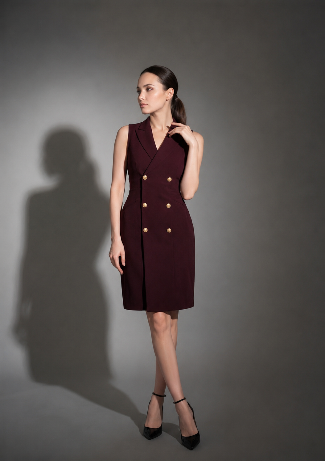 Midnight Luxe Blazer Wine Dress