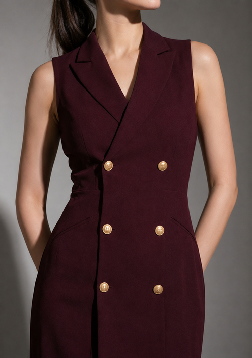 Midnight Luxe Blazer Wine Dress