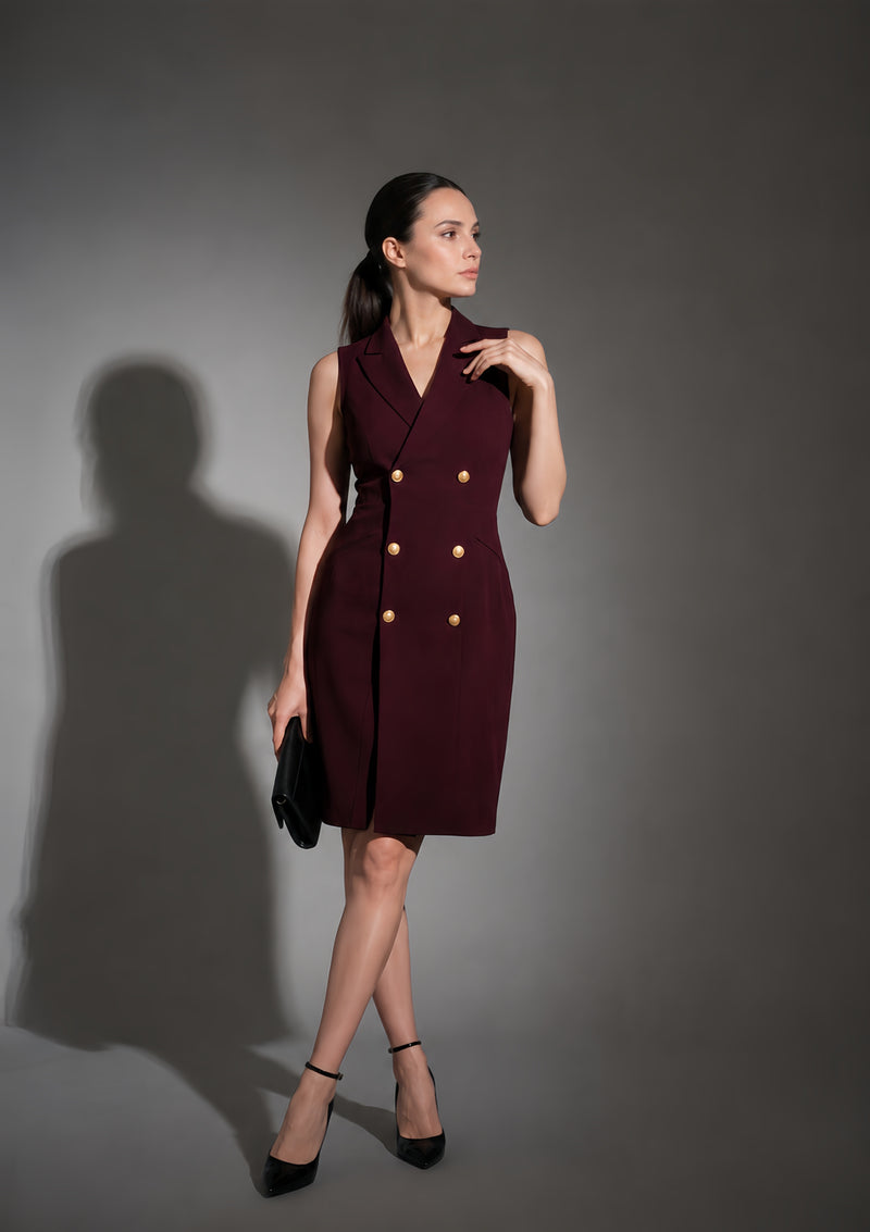 Midnight Luxe Blazer Wine Dress