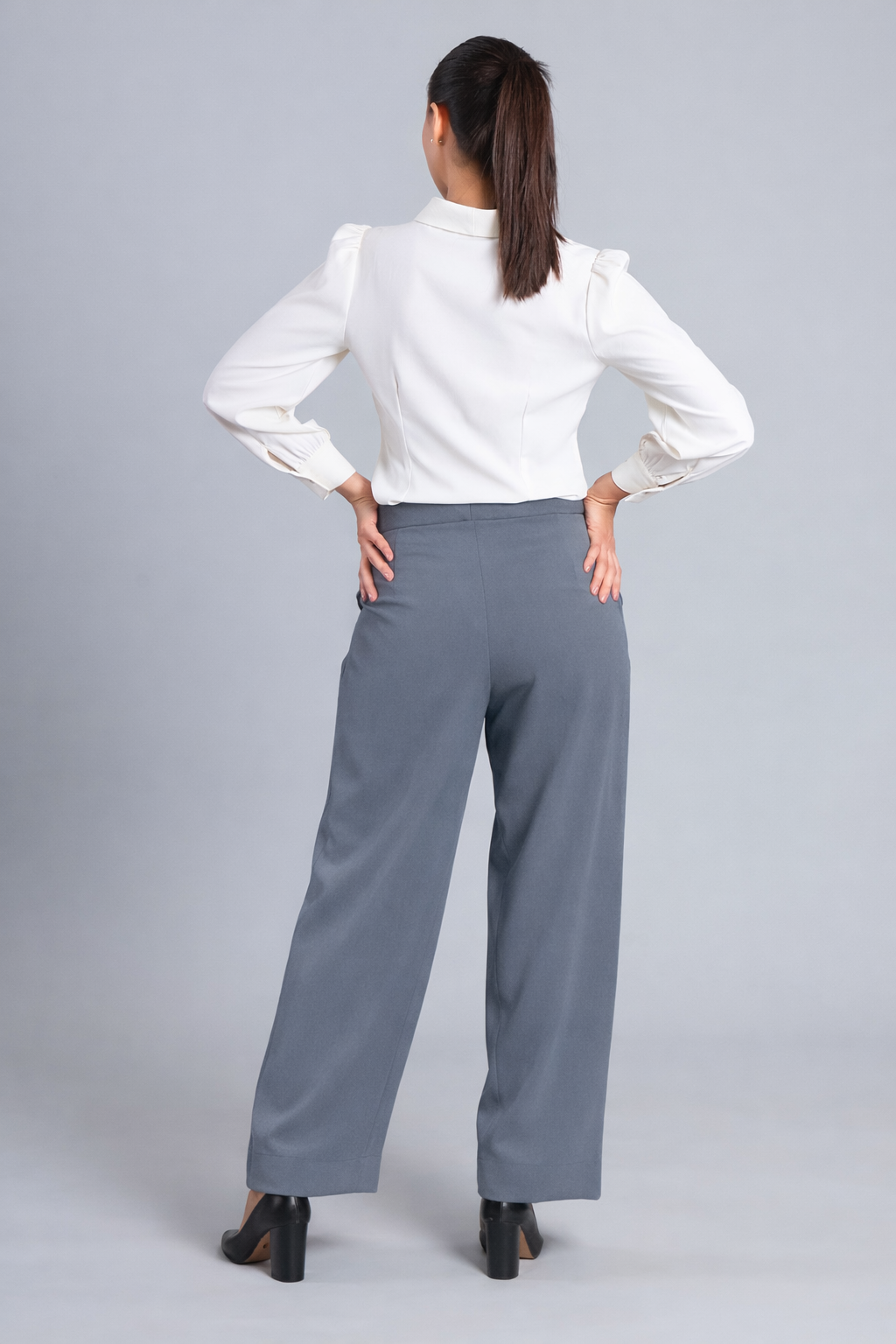 Power Move Grey Wide-Leg Trousers