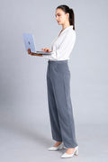 Power Move Grey Wide-Leg Trousers