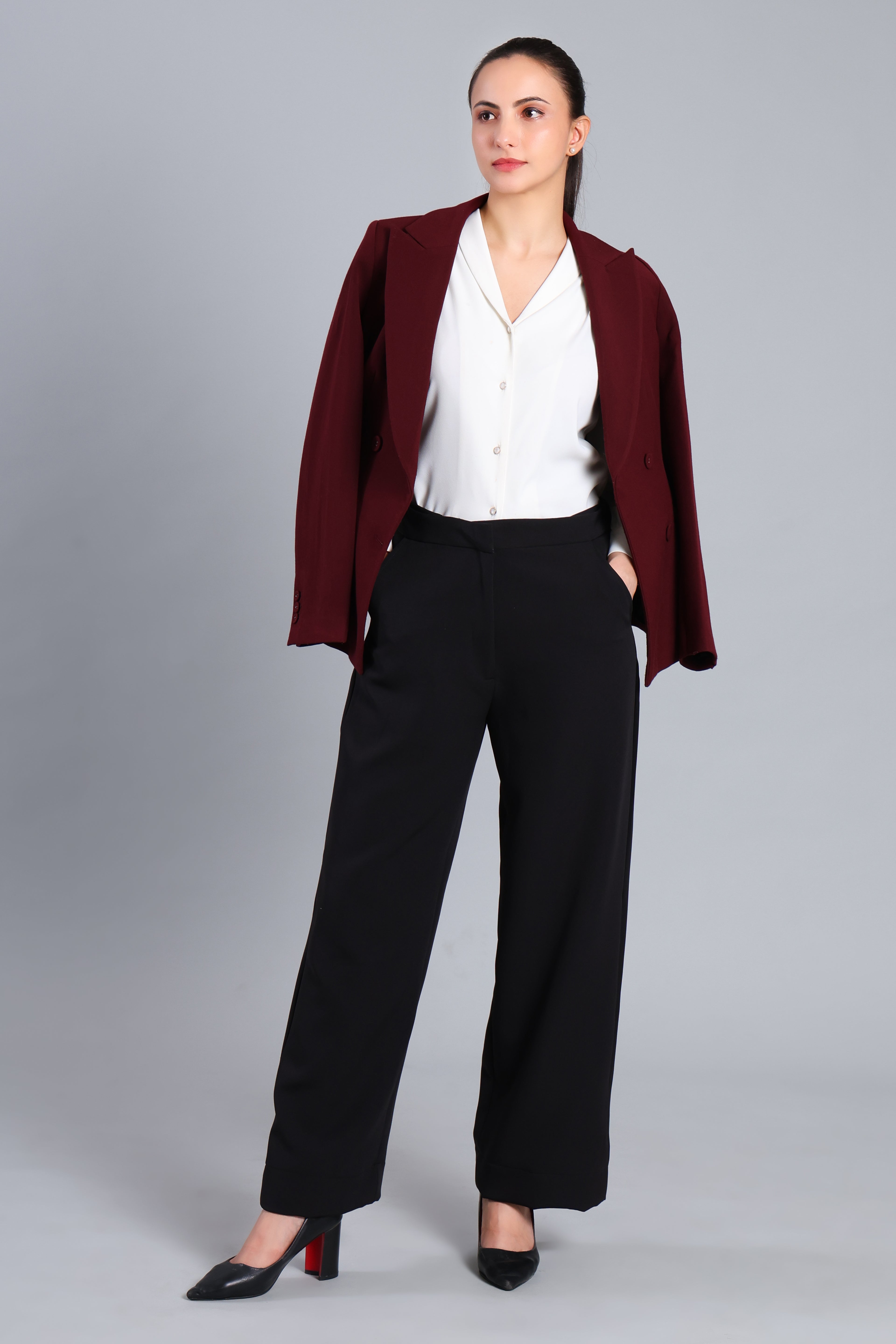 Power Move Black Wide-Leg Trousers