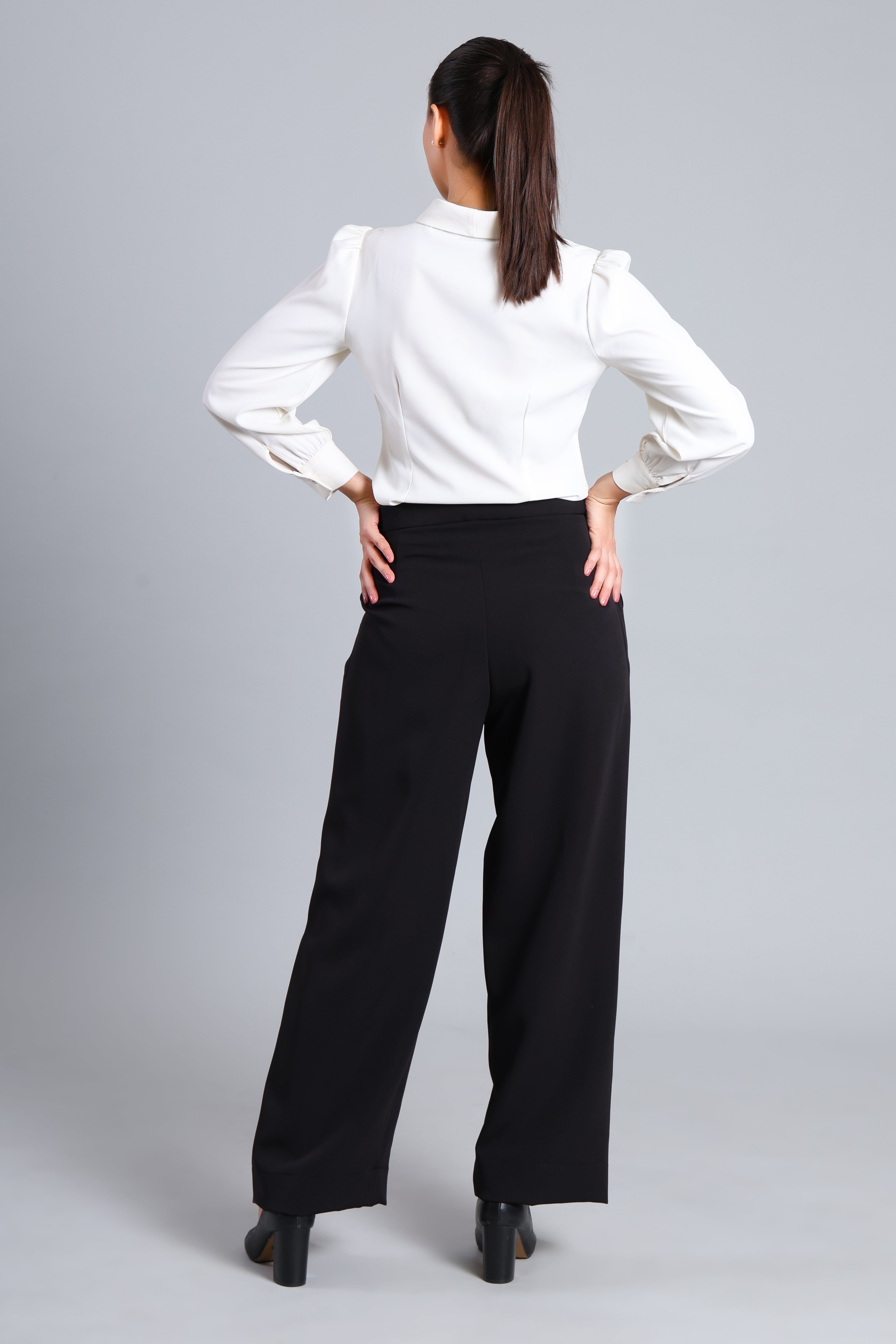 Power Move Black Wide-Leg Trousers