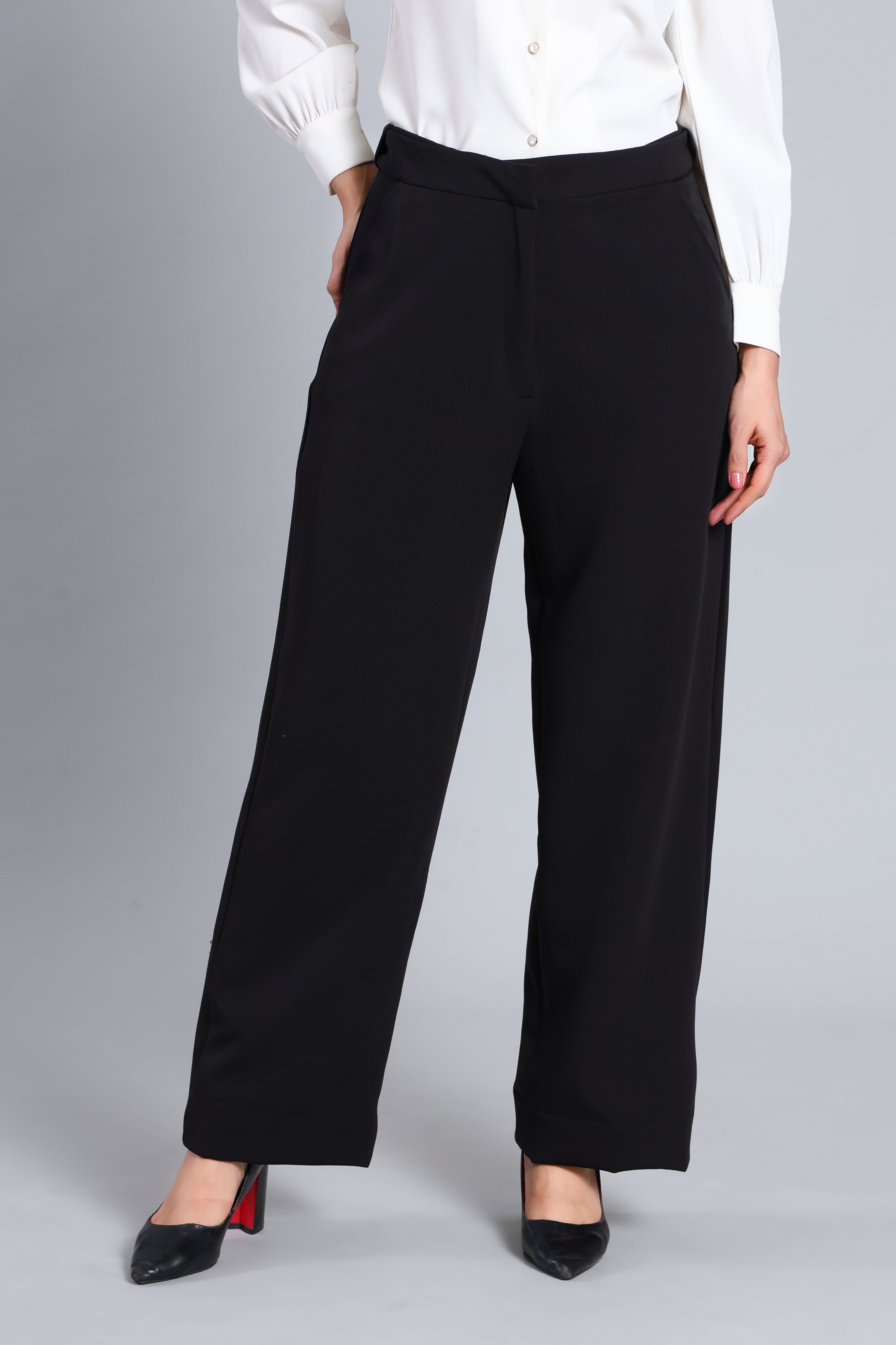 Power Move Black Wide-Leg Trousers