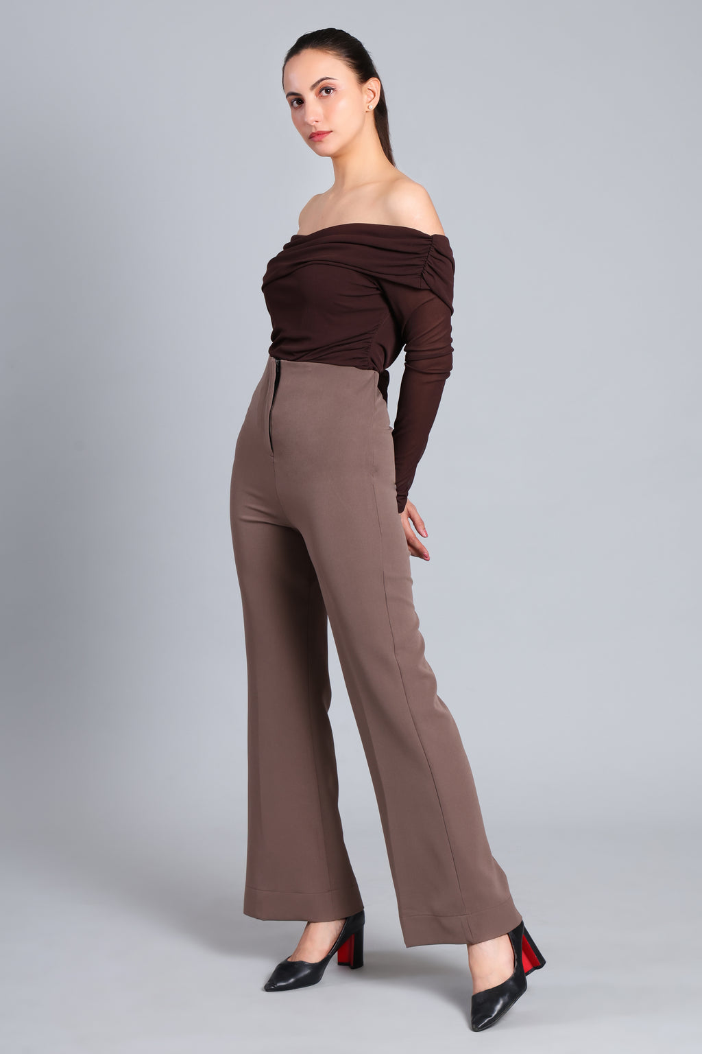 Sculpted Tailored Coffee Trousers
