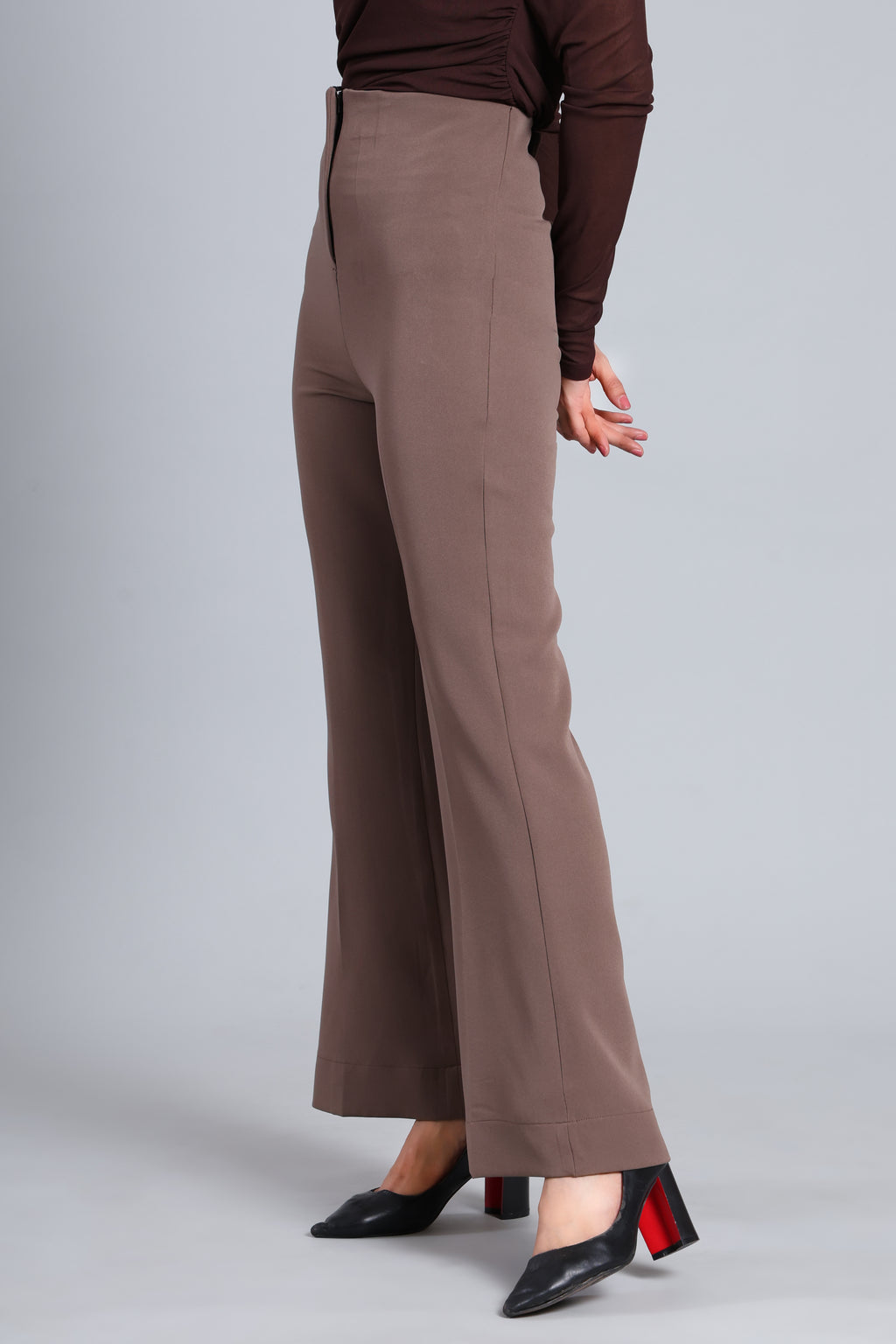 Sculpted Tailored Coffee Trousers