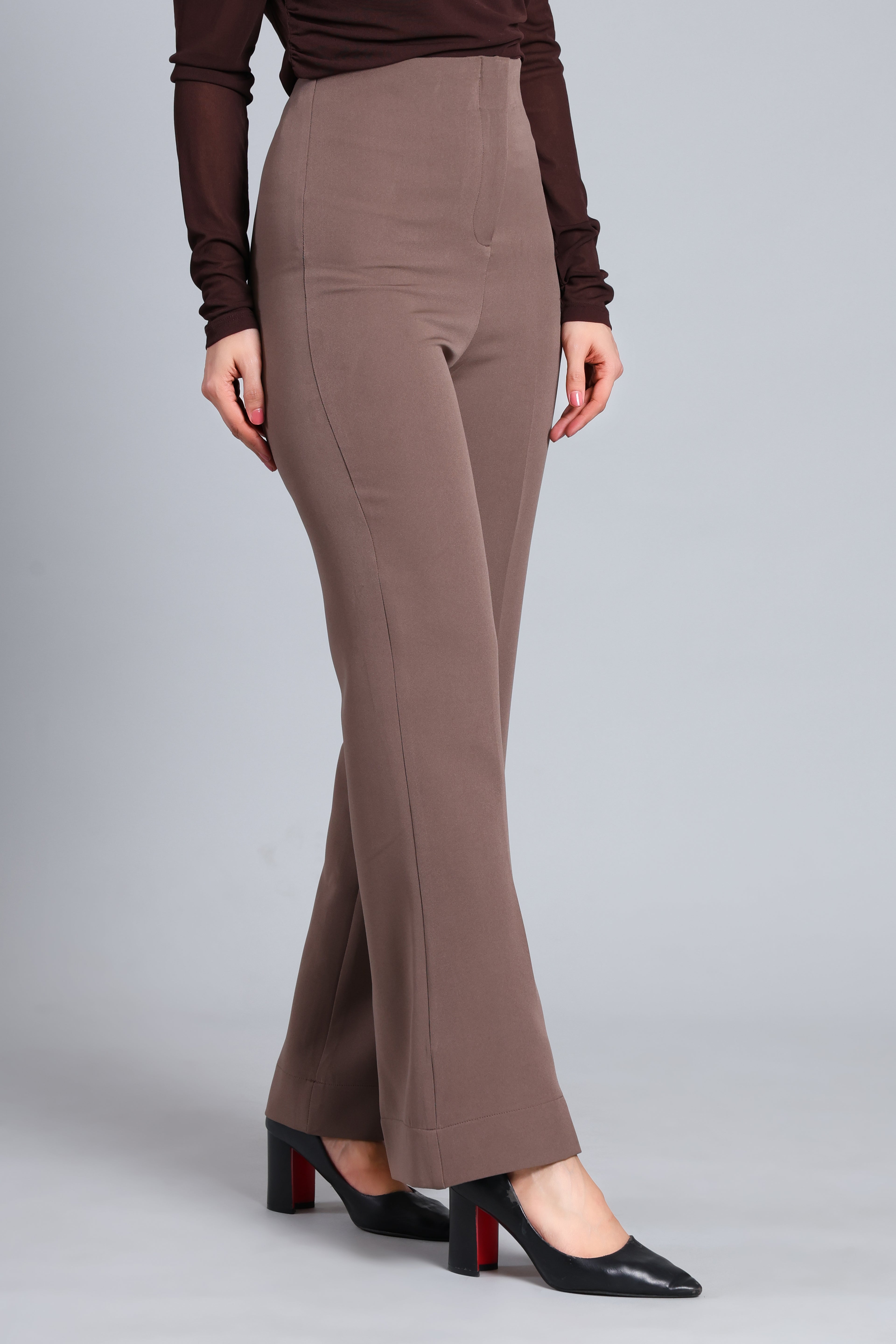 Sculpted Tailored Coffee Trousers